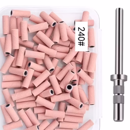 Embouts émeri abrasifs - Embouts Émeri Abrasifs Rose – Grain 240 | Lot de 100 chez Rusk Nails